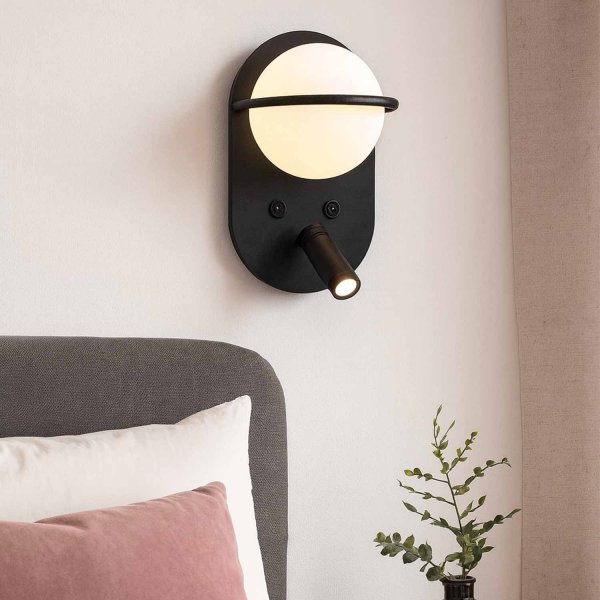 Applique LED décorative Astron noire, applique au design unique pour mur